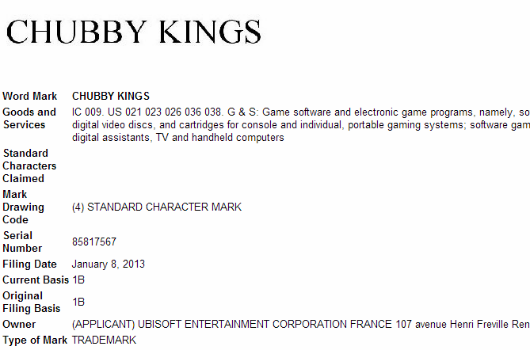 Ubisoft rejestruje znak towarowy Chubby Kings