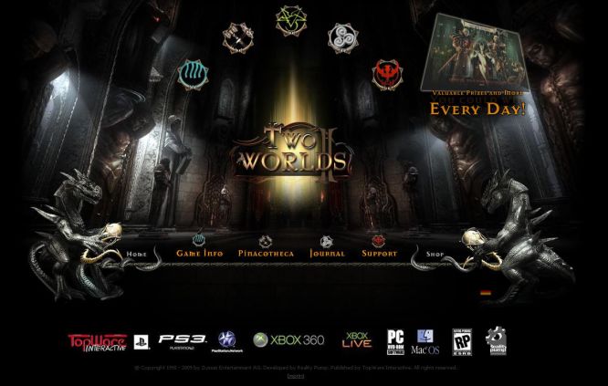 Two Worlds II z oficjalną stroną internetową i konkursami