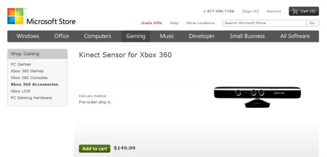 Microsoft Store: Kinect w cenie 149 dolarów