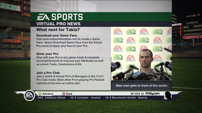 Tak wygląda tryb Virtual Pro w FIFA 11