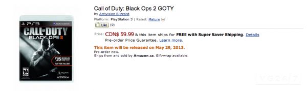 Call of Duty: Black Ops II GOTY w ofercie Amazona