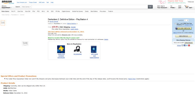 Amazon zdradza istnienie Darksiders 2: Definitive Edition na PlayStation 4