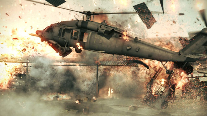 Screeny z nowego Ace Combat - jest helikopter, jest ogień, jest też helikopter w ogniu