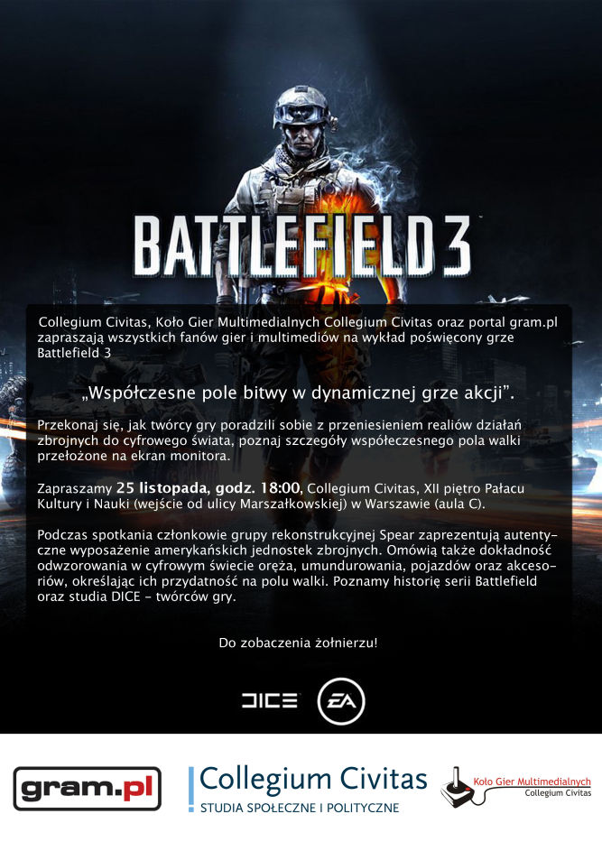 Przyjdź na wykład poświęcony grze Battlefield 3