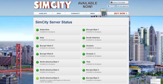 EA i Maxis uruchamiają stronę pokazującą status serwerów SimCity