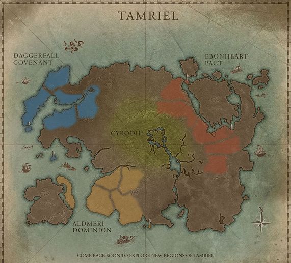 Interaktywna mapa Tamriel na stronie The Elder Scrolls Online
