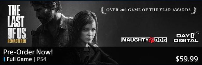 The Last of Us: Remastered na PS4 widziane na PS Store