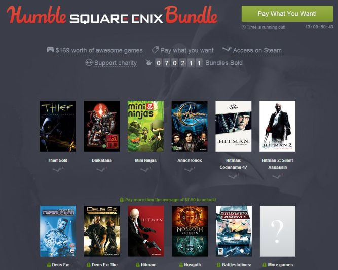 Humble Square Enix Bundle - zapłać ile chcesz, zgarnij gry i wspomóż akcję charytatywną