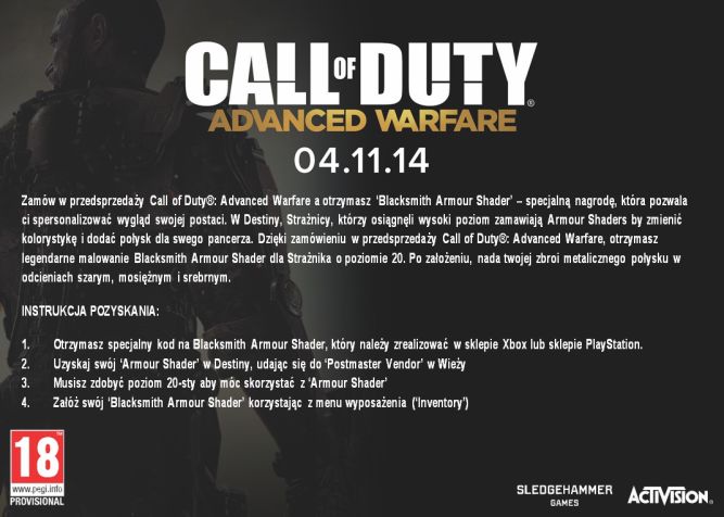 Call of Duty: Advanced Warfare - specjalny bonus do zamówień przedpremierowych w sklepie gram.pl!