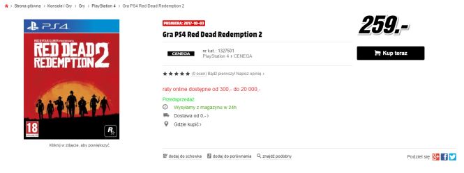 Polski sklep ujawnił datę premiery Red Dead Redemption 2?
